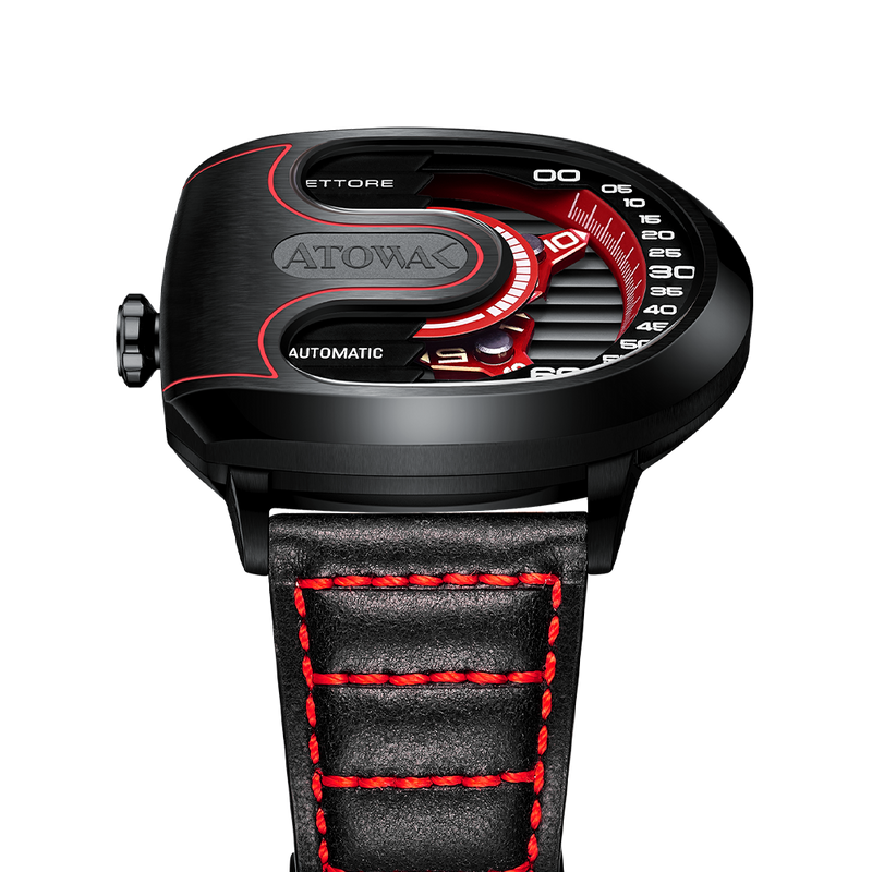 Atowak Ettore Drift 4-Arm Wandering Hour Black Red Watches