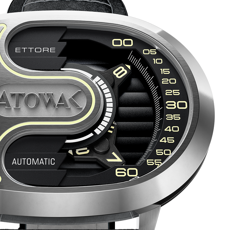 Atowak Ettore Drift 4-Arm Wandering Hour Silver Black Watches
