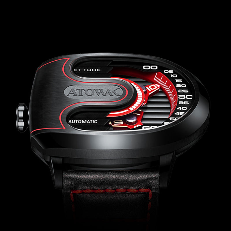 Atowak Ettore Drift 4-Arm Wandering Hour Black Red Watch