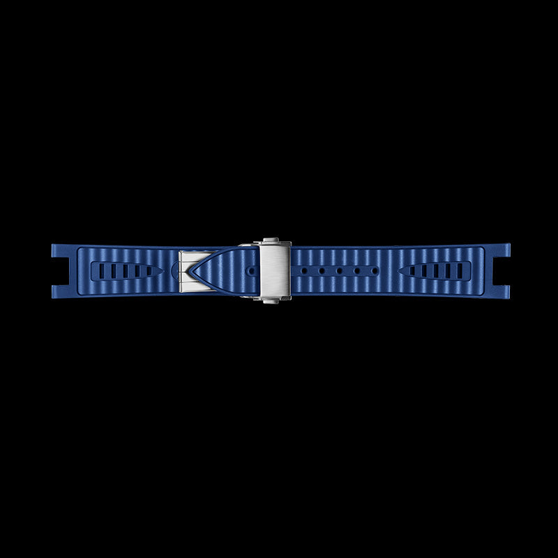 Bracelet en caoutchouc FKM bleu avec boucle argentée pour vaisseau spatial