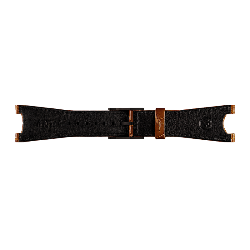 Brown Alligator Leather Strap for COSMOFLEET | Titanium Buckle