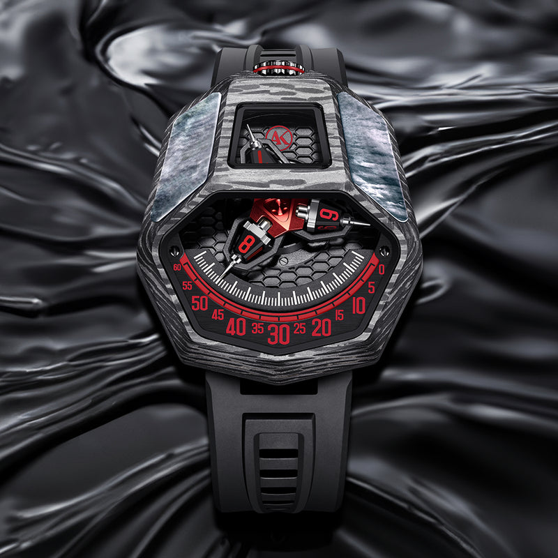 ATOWAK COBRA Venom Red: Forged Carbon Satellite Hour Watch – Atowak
