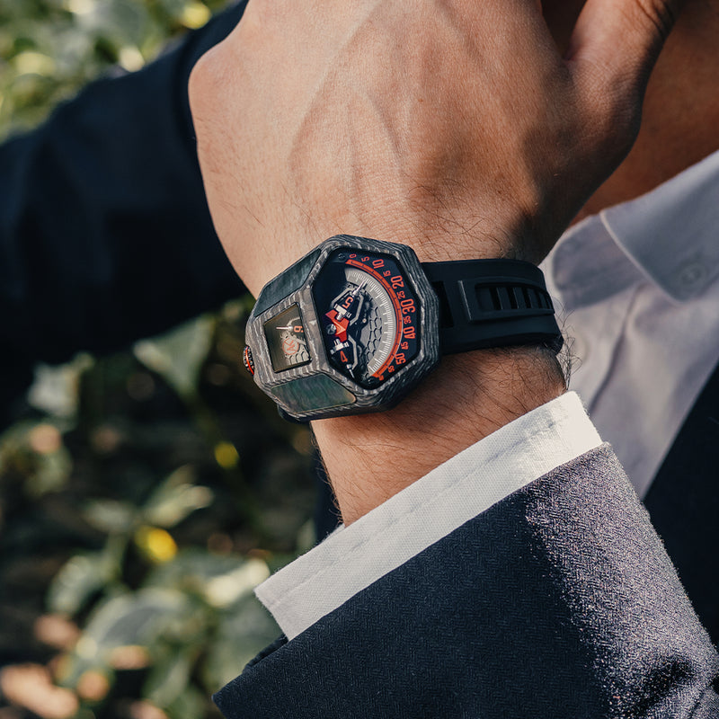 ATOWAK COBRA Venom Red: Forged Carbon Satellite Hour Watch – Atowak