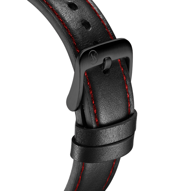 ALGONQUINS アルゴンキン　パンク　punk スカル　タンクトップ 赤黒 51-30 Chrono Leather Watch | Silver / Black / Cranberry | Men's
