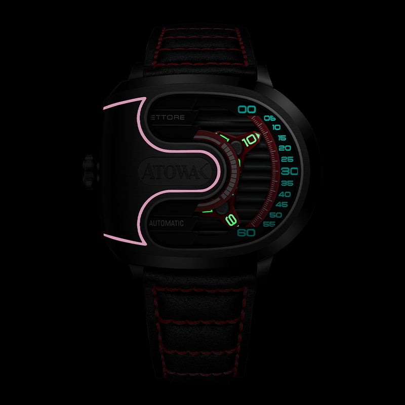 Atowak Ettore Drift 4-Arm Wandering Hour Black Red Watches