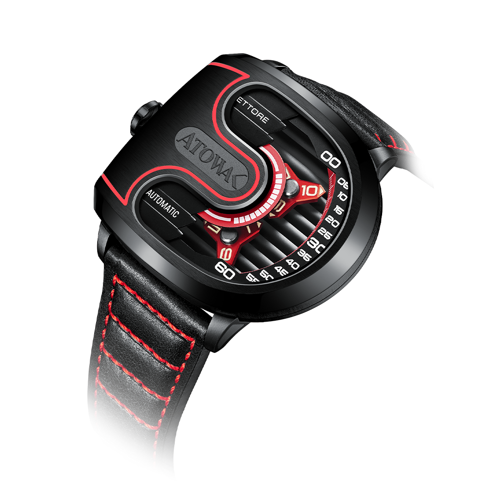 Atowak Ettore Drift 4-Arm Wandering Hour Black Red Watches