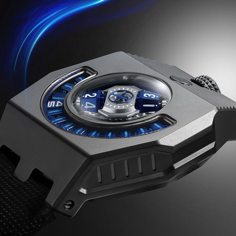 ATOWAK MANTA-X Tidal Blue: Titanium Wandering Hour Watch – Atowak
