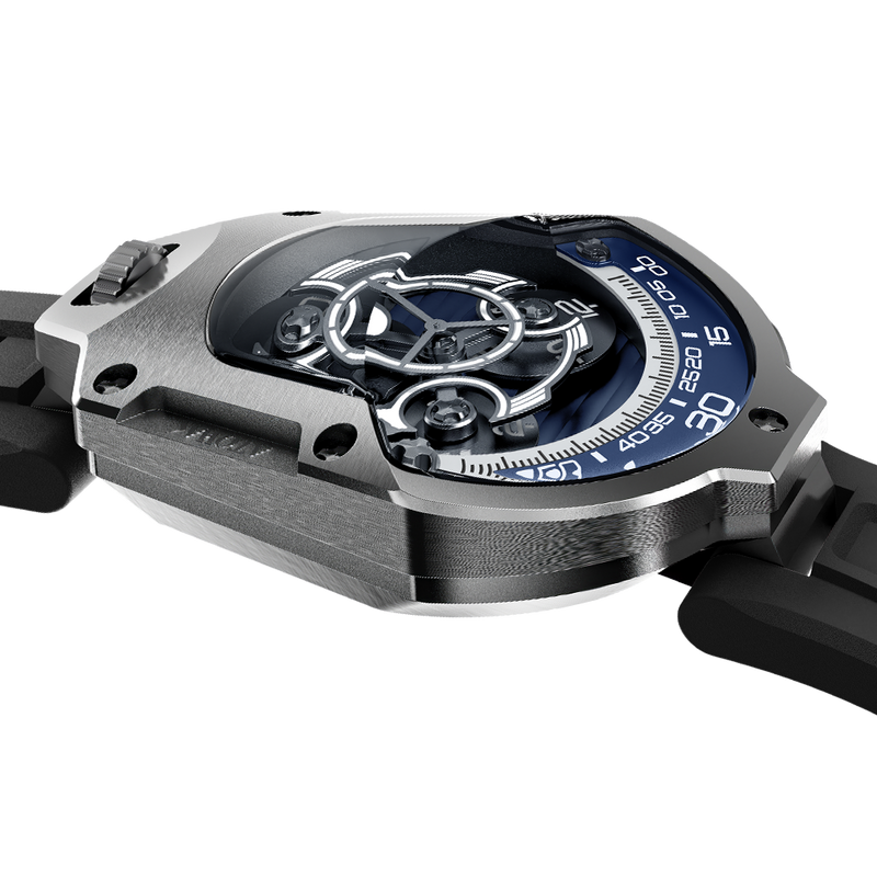 SPACESHIP AZURE SILVER | Blue Futuristic Mechanical Watch | ATOWAK
