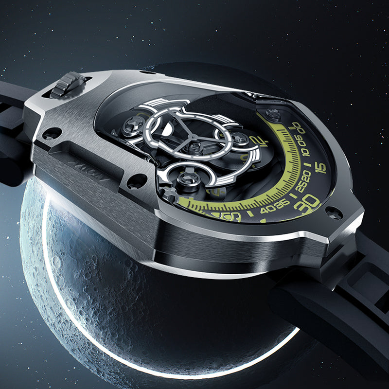 ATOWAK SPACESHIP Nebula Silver | 360° Revolving Hour Watch – Atowak