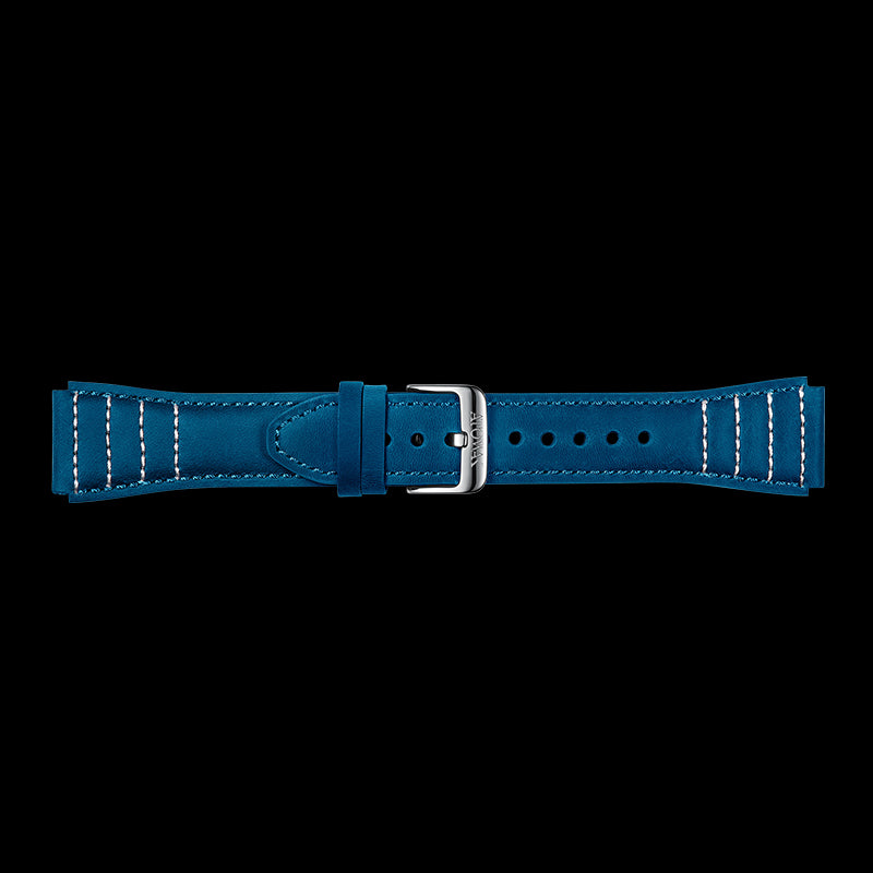 Blue Leather Strap With White Stitching Suitable for Windows Series